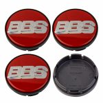 BBS Red Silver Wheel Cap Set 56mm