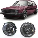 Smoked Fluted Glass Headlight Set Golf Mk1